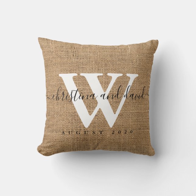 Monogram Wedding Bride and groom Personalised Cushion (Front)