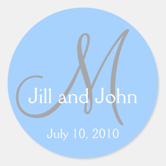 Monogram Wedding Bride Groom Date Aqua Sticker (Front)