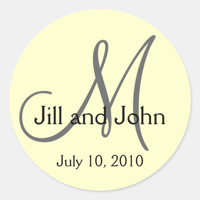 Monogram Wedding Bride Groom Date Cream Sticker (Front)