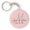 Monogram Wedding Bride Groom Date Pink Key Chain