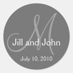 Monogram Wedding Bride Groom Grey Sticker
