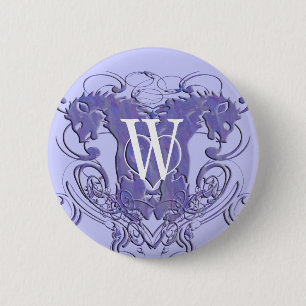 Monogram Wedding Button Lions Swirls 4 Heads
