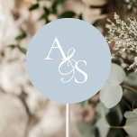 Monogram, Wedding Classic Round Sticker<br><div class="desc">Personalised,  Elegant,  Classic,  Monogram,  Powder-Blue,  Wedding Sticker.</div>