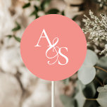 Monogram, Wedding Classic Round Sticker<br><div class="desc">Personalised,  Elegant,  Classic,  Monogram,  Coral,  Wedding Sticker.</div>