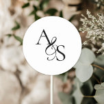 Monogram, Wedding Classic Round Sticker<br><div class="desc">Personalised,  Elegant,  Classic,  Monogram,  White,  Wedding Sticker.</div>