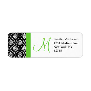 Monogram Wedding Damask Return Address Labels