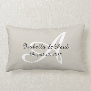 Monogram wedding date pillow