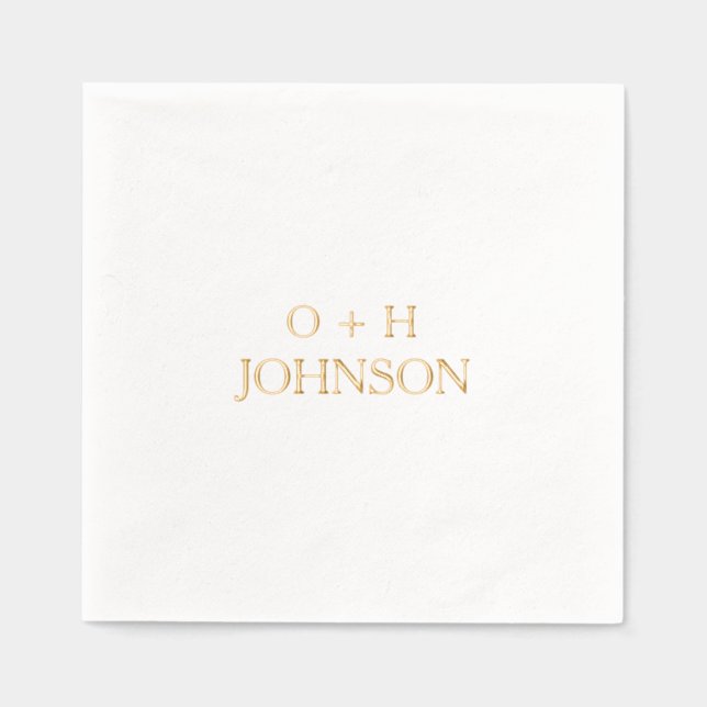 Monogram Wedding Elegant Minimalist Gold Foil Napkins (Front)