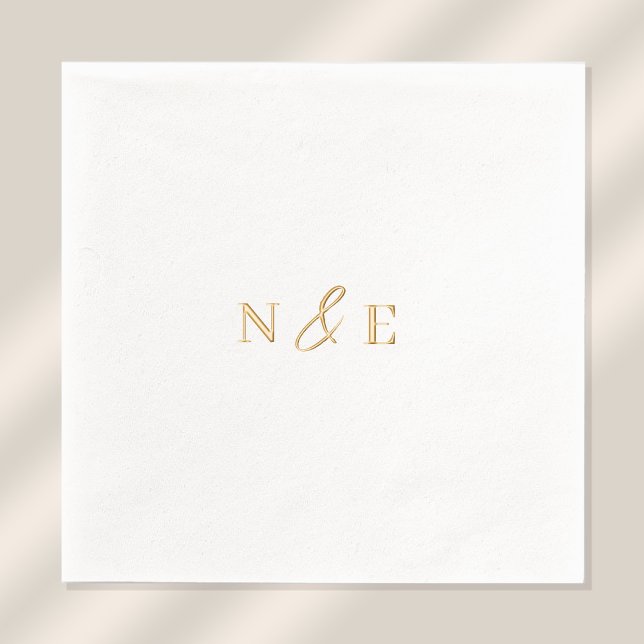 Monogram Wedding Elegant Modern Minimal Gold Foil Napkins (Stylishly Personalize with the Bride & Groom's Monogram Initials.)