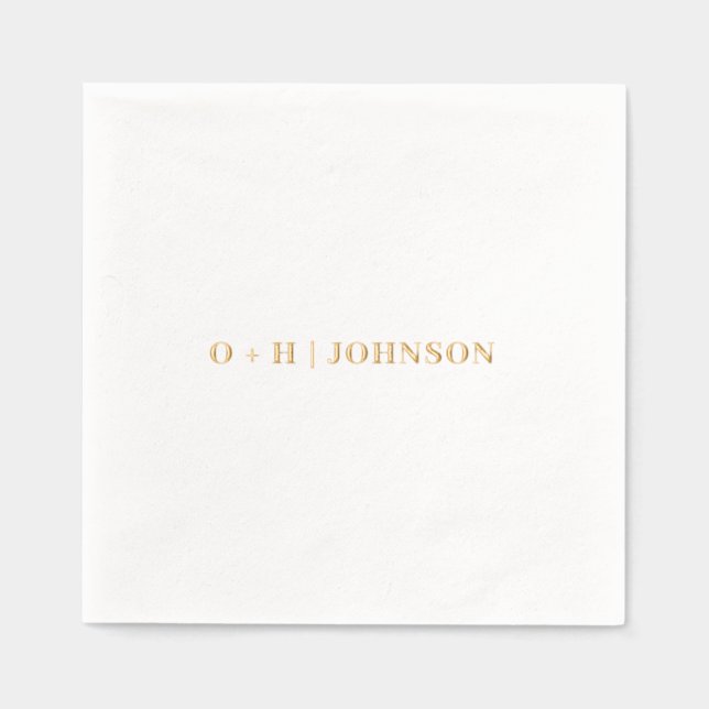 Monogram Wedding Elegant Simple Minimalist Gold Foil Napkins (Front)