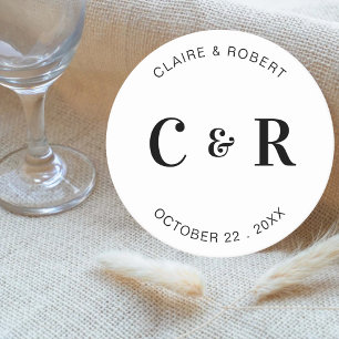 Monogram Wedding Favour Drink Personalised Round Paper Coaster