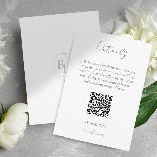 Monogram Wedding Finer Details QR code  Enclosure Card