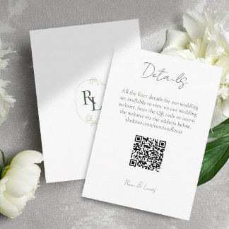 Monogram Wedding Finer Details QR code  Enclosure Card