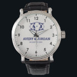 Monogram wedding gift Luxury Typography  Watch<br><div class="desc">We offer you a classic style watch with an Antiquity vibe with an Old Fashioned Ornamental Emblem with Elegant Template and simple monograms with names and initials for a newly married couple gift or wedding gifts. This watch features art nouveau style crown design with Luxury Typography Vintage Flower Old Logo...</div>