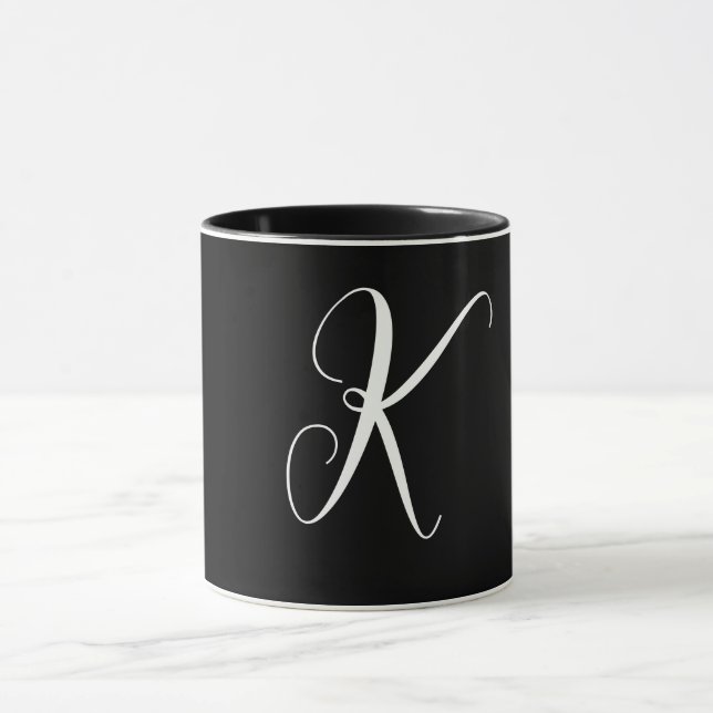 Monogram Wedding Gift Party Favour Black White 202 Mug (Center)