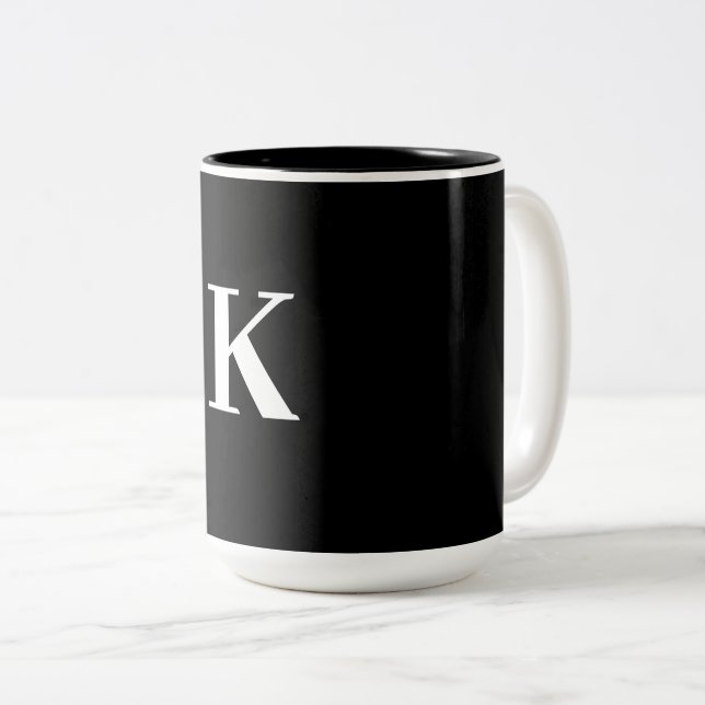 Monogram Wedding Gift Party Favour Black White Nam Two-Tone Coffee Mug (Front Right)