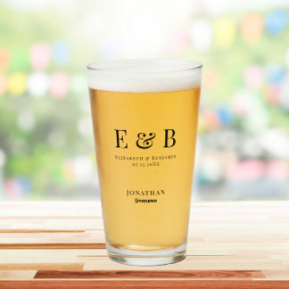 Monogram Wedding Groomsman Gift Personalised Black Glass