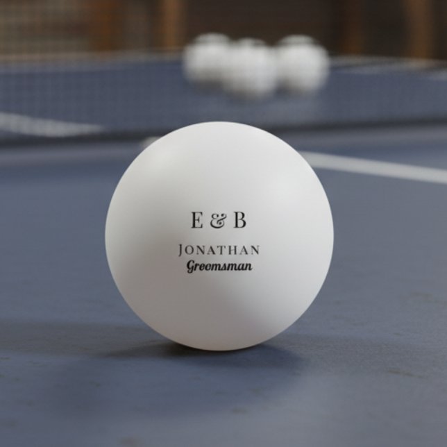 Monogram Wedding Groomsman Gift Personalised Black Ping Pong Ball (Creator Uploaded)