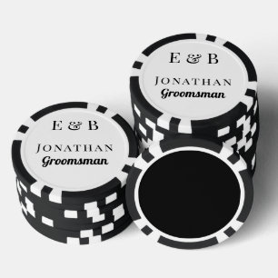 Monogram Wedding Groomsman Gift Personalised Black Poker Chips