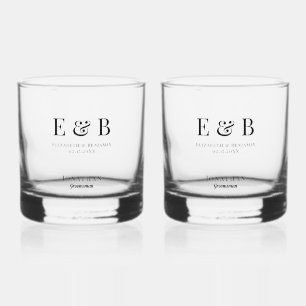 Monogram Wedding Groomsman Gift Personalised Black Whiskey Glass