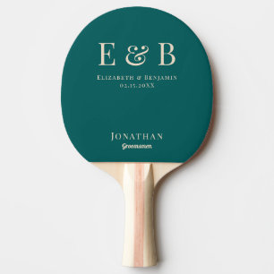 Monogram Wedding Groomsman Gift Personalised green Ping Pong Paddle