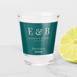 Monogram Wedding Groomsman Gift Personalised Green Shot Glass