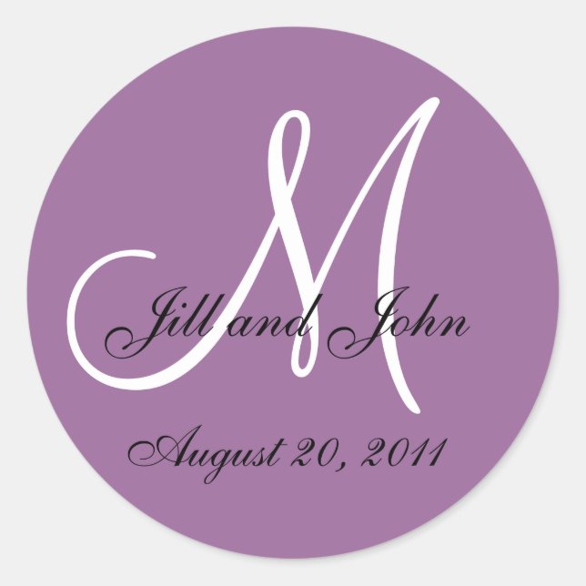 Monogram Wedding Initial Bride Groom Mauve Seal (Front)
