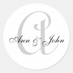 Monogram Wedding Initial Bride Groom Names Sticker