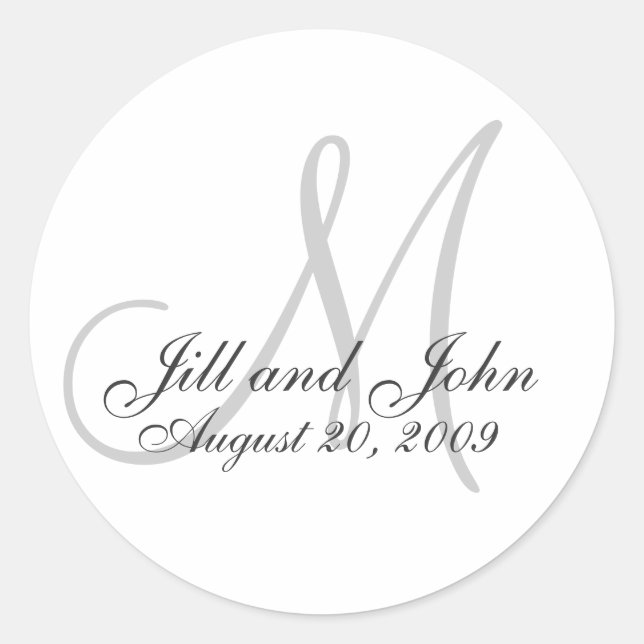 Monogram Wedding Initial Bride Groom Seal Sticker (Front)