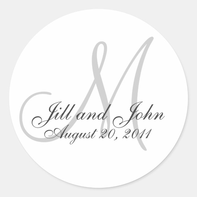 Monogram Wedding Initial Bride Groom Seal Sticker (Front)