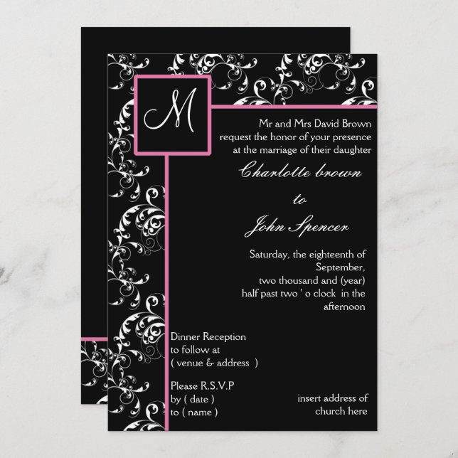 Monogram wedding Invitation (Front/Back)