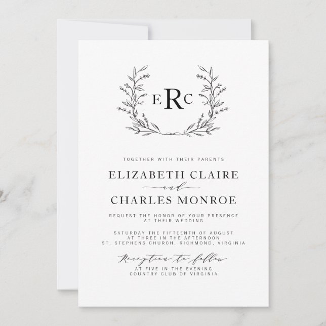 Monogram Wedding Invitation (Front)