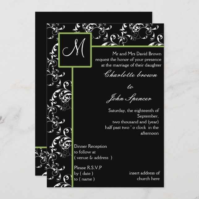 Monogram wedding Invitation (Front/Back)