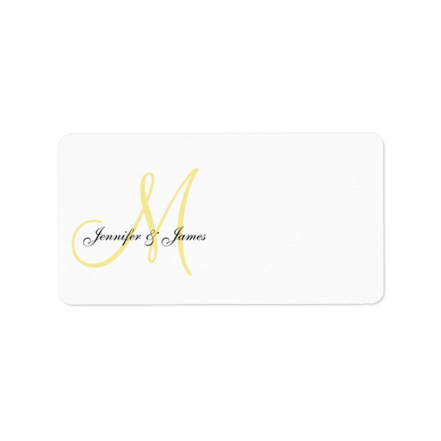 Monogram Wedding Invitation Address Labels Yellow (Front)