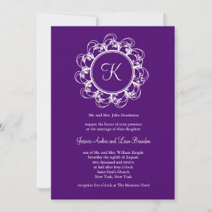 Monogram Wedding Invitation (purple)
