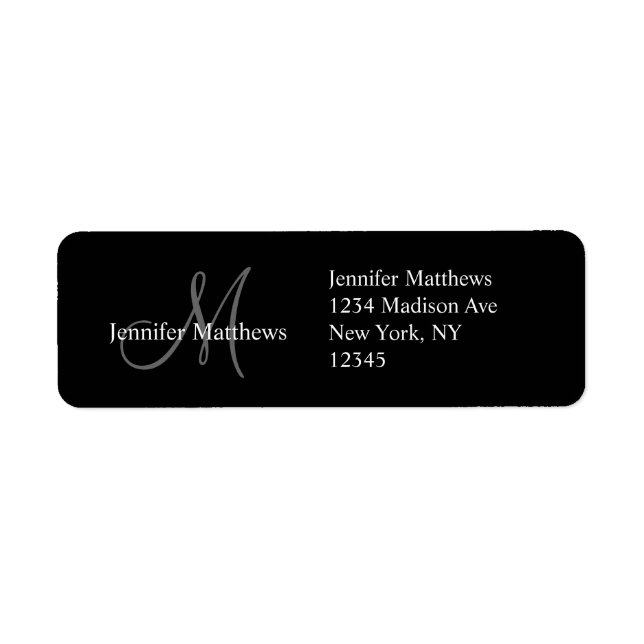 Monogram Wedding Invitation Return Address Labels (Front)