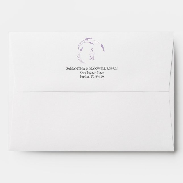 Monogram Wedding Invite Envelopes Lavender (Back (Top Flap))