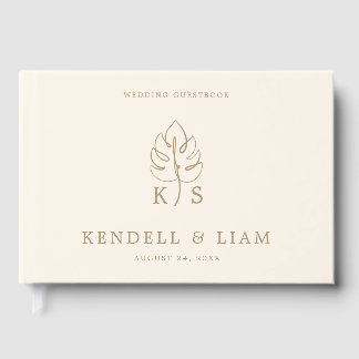 Monogram Wedding Logo Monstera Guest Book