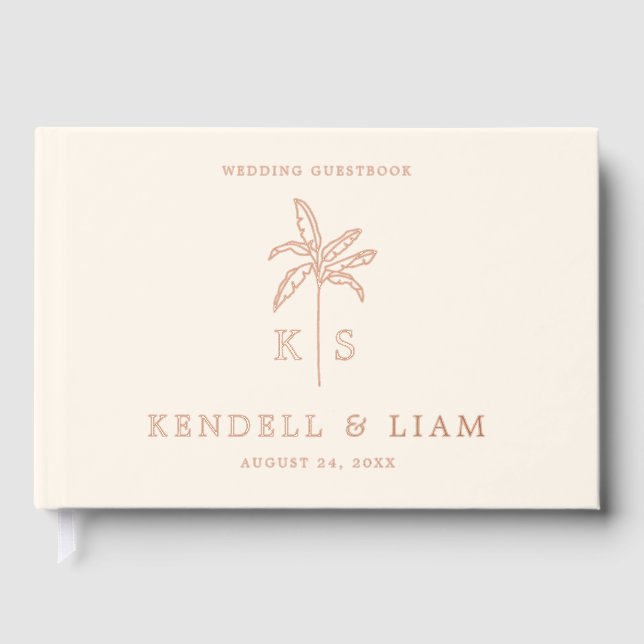 Monogram Wedding Logo Palm Tree Foil Guestbook (Front)