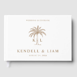 Monogram Wedding Logo Palm Tree Guest Book