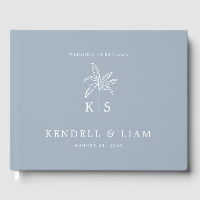 Monogram Wedding Logo Palm Tree Guest Book (Front)