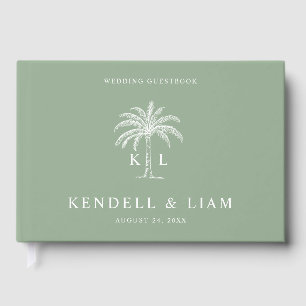 Monogram Wedding Logo Palm Tree Guest Book