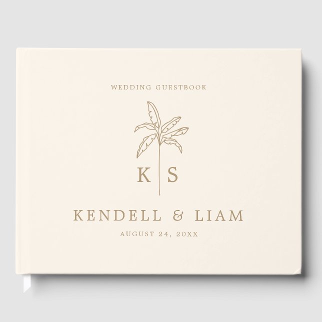Monogram Wedding Logo Palm Tree Guest Book (Front)