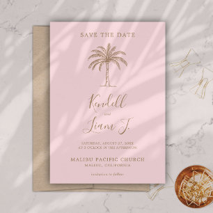 Monogram Wedding Logo Palm Tree Save the Date Card