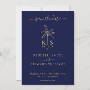 Monogram Wedding Logo Palm Tree Save the Date Invitation
