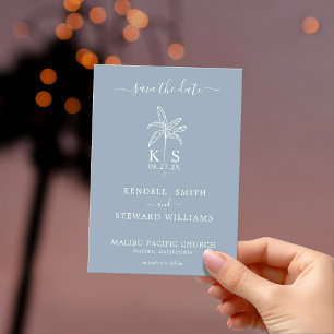 Monogram Wedding Logo Palm Tree Save the Date Invitation