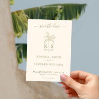 Monogram Wedding Logo Palm Tree Save the Date