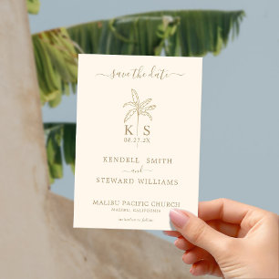 Monogram Wedding Logo Palm Tree Save the Date Invitation