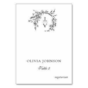 Monogram Wedding Meal Choice Table Place Card