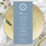 Monogram Wedding Menu Cards Dusty Blue<br><div class="desc">A simple chic calligraphy wedding menu card. I do offer a free customisation service,  if you have any questions or special requests,  please feel free to contact me.</div>